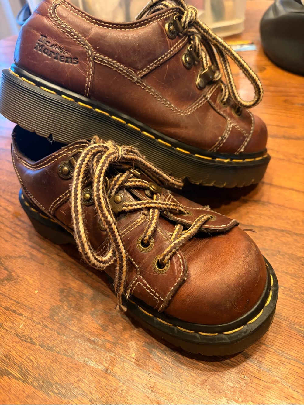 Vintage Dr Martens AirWair Made in England Brown Leather Chunky Oxford Shoes